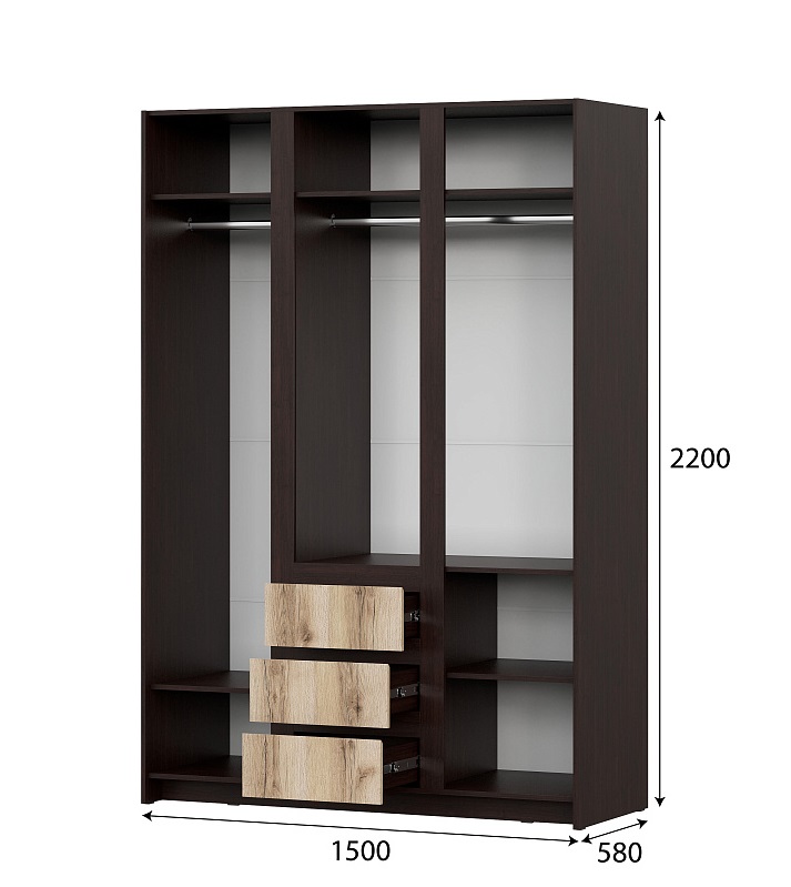 Шкаф для одежды трехстворчатый Прага фото 3